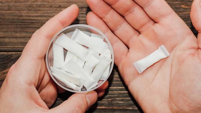 니코틴을 고체 형체로 뭉친 뒤 주머니에 넣어 잇몸과 입술 사이에 넣는 식으로 쓰는 ‘니코틴 파우치’. 게티이미지