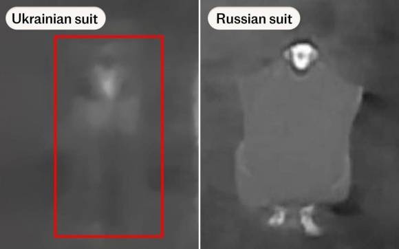 각각 우크라이나군(왼쪽)과 러시아군이 사용하는 투명 망토.