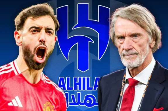 브루노 페르난데스(왼쪽)와 짐 래트클리프 맨체스터 유나이티드 구단주. /사진=더 선 갈무리