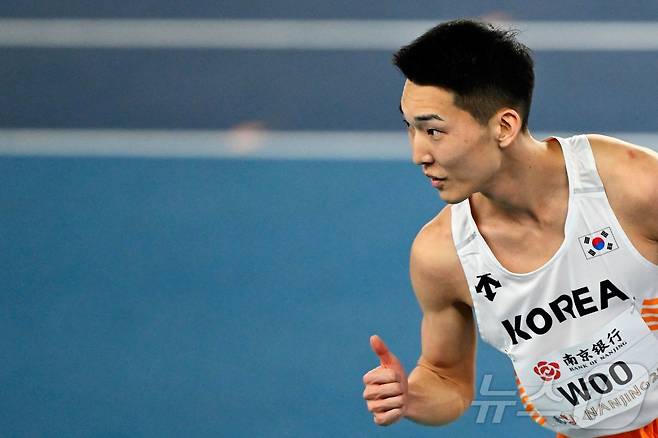 구미 아시아육상선수권에서 2연패에 도전하는 우상혁. ⓒ AFP=뉴스1