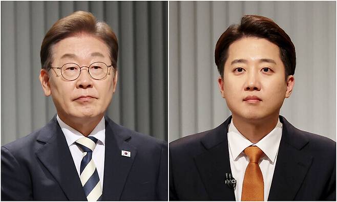 이재명 더불어민주당 대통령 후보와 이준석 개혁신당 대통령 후보. 국회사진기자단