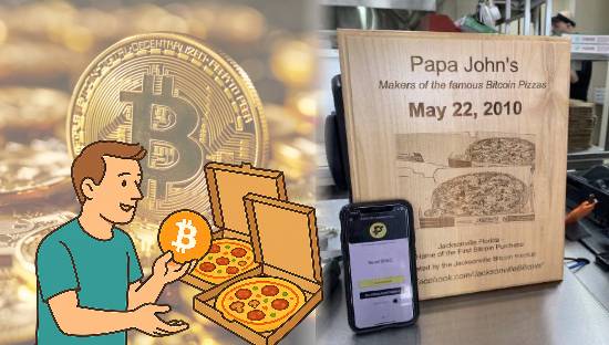 15년 전 비트코인의 첫 실물 거래 대상이 된 파파존스 피자. 생성형이미지, 존 에를리히만 X 캡처
