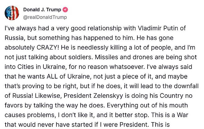 트럼프 대통령이 트루스소셜에 올린 글 일부/사진=트루스소셜