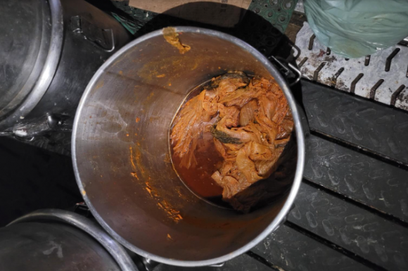 위반 제품(김치찌개)의 잔여분. 식약처