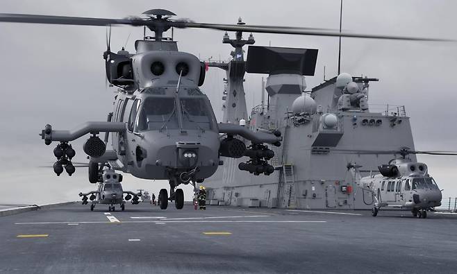 상륙공격헬기는 해상 및 함상 운용능력이 입증된 마린온에 국내 개발, 소형무장헬기 미르온의 무장체계통합 기술을 적용해 해병대의 요구성능을 충족할 수 있도록 개발되고 있다. 한국항공우주산업 제공