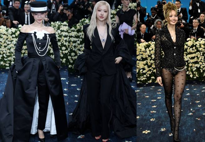 ‘2025 멧 갈라’에 참석한 블랙핑크 제니(왼쪽부터), 로제, 리사 / 사진=연합뉴스 제공