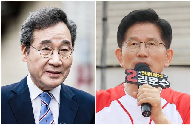 이낙연 새미래민주당 상임고문(왼쪽 사진)과 김문수 국민의힘 대선 후보. 뉴시스