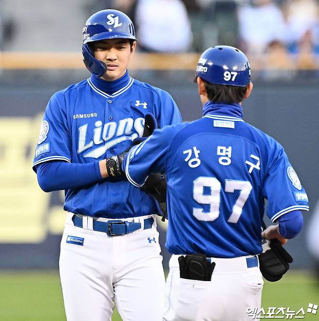 삼성 라이온즈 구자욱이 경기에 출전해 1루에 출루해 있다. 엑스포츠뉴스 DB