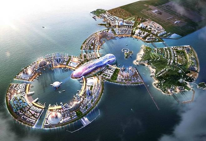 ▲ 317조원을 투입해 용유·무의 앞바다와 육지에 조성키로 했던 에잇시티. /인천일보DB