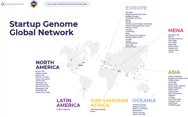 Startup Genome 2024 창업도시 순위 레포트. 부산시 제공