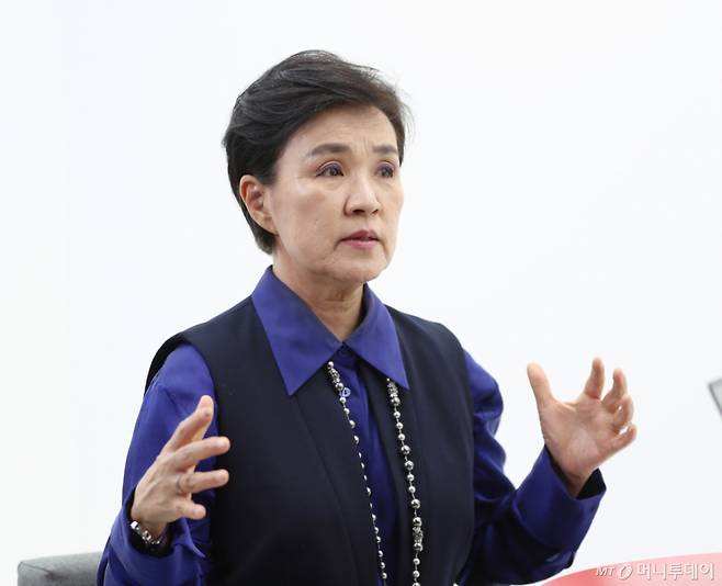 강금실 더불어민주당 중앙선대위 총괄선대위원장 인터뷰 /사진=이기범 기자 leekb@