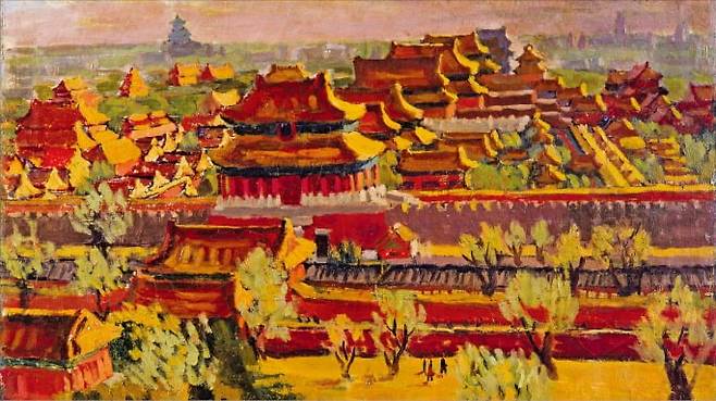 임군홍이 중국 베이징 자금성 풍광을 그린 ‘고궁’. 따뜻한 색감과 부드러운 표현이 마치 서양 인상주의 풍경화처럼 해 질 녘의 분위기를 잘 나타낸다. /국립현대미술관 제공
