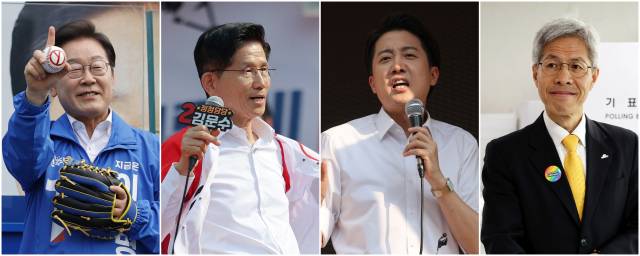 ▲제21대 대통령 선거 사전투표 첫날인 29일 더불어민주당 이재명 대선후보(사진 왼쪽부터)가 서울 송파구 잠실종합운동장 광장에서, 국민의힘 김문수 대선후보가 경기 안산시 안산문화광장에서, 개혁신당 이준석 대선후보가 서울 성북구 안암역 인근에서, 민주노동당 권영국 후보가 전남 여수시 주암마을회관에 마련된 사전투표소에서 지지를 호소하고 있다. ⓒ연합뉴스