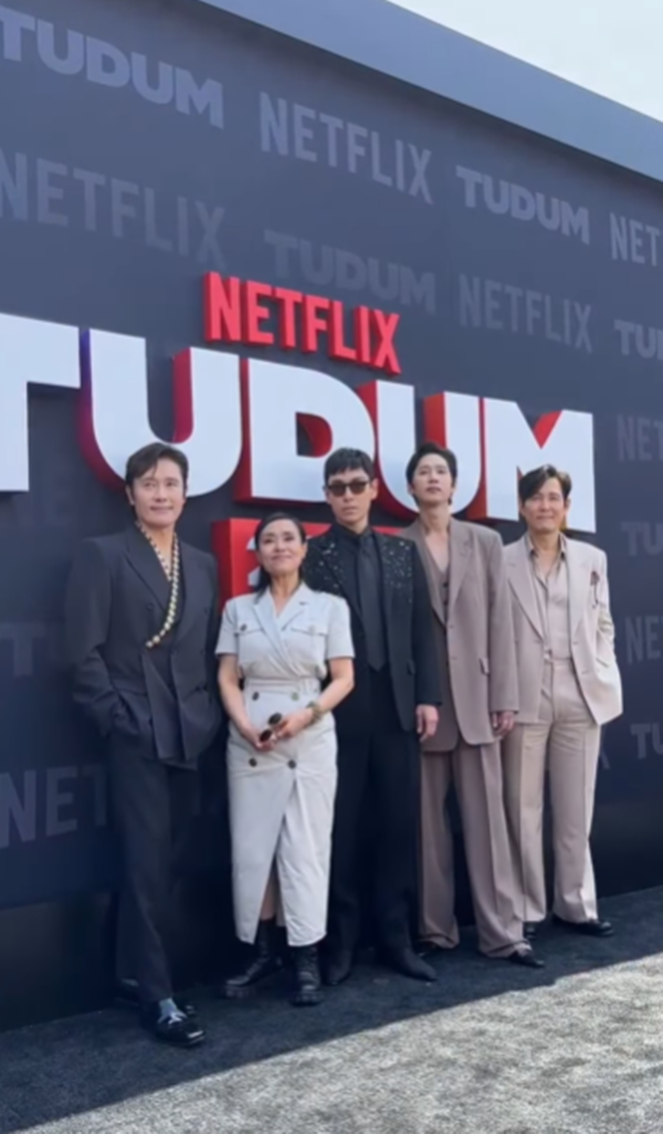 ‘오징어 게임3’ 이병헌, 강애심, 최승현, 박성훈, 이정재(왼쪽부터). 사진| 넷플릭스 공식 SNS