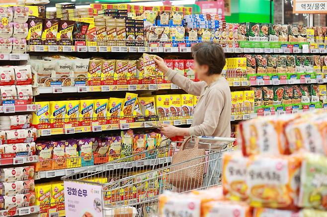 식품업계, 탄핵 정국 틈타 줄줄이 가격 인상 1일 서울 시내 대형마트 진열대에서 한 소비자가 카레 제품을 고르고 있다. 정부의 압박에 가격 인상을 자제해오던 식품업체들은 지난해 12월 불법계엄 사태 이후 탄핵 정국의 혼란기를 틈타 제품 가격을 줄줄이 올렸다. 연합뉴스