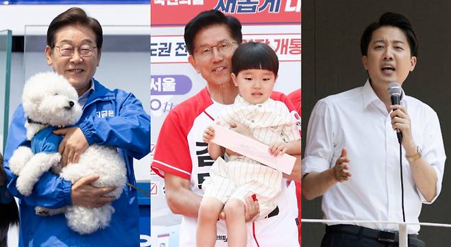 제21대 대통령 선거 공식 선거운동 마지막 날인 2일, 주요 정당의 대선 후보들이 전국 각지에서 피날레 유세를 펼치며 유권자들의 표심을 향한 마지막 호소에 나선다.사진은 이재명 더불어민주당(왼쪽부터), 김문수 국민의힘, 이준석 개혁신당, 권영국 민주노동당 대통령 후보가 사전투표 마지막 날인 지난 5월30일 유세를 펼치고 있는 모습. /사진=뉴스1