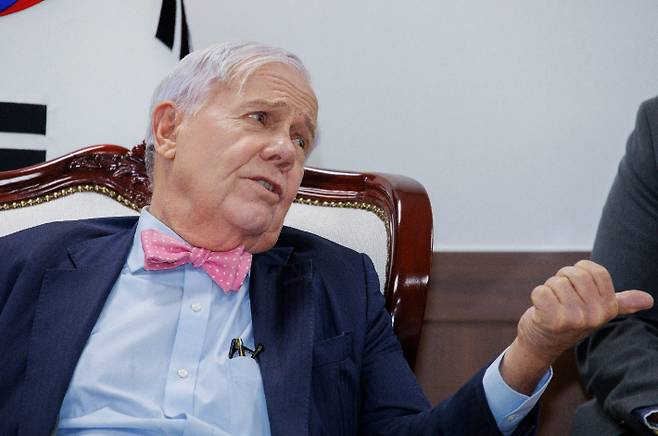 남북 통일 관련 발언하는 짐 로저스 회장. 연합뉴스