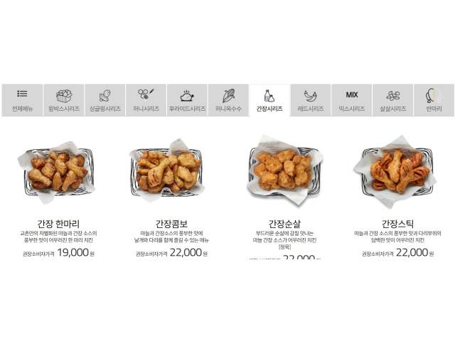 메뉴명을 전면 개편한 교촌치킨/사진=교촌치킨 홈페이지