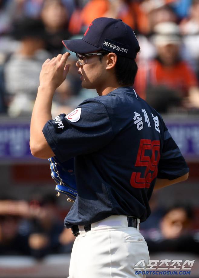 25일 대전 한화생명볼파크에서 열린 한화 이글스와 롯데 자이언츠의 경기. 롯데 송재영이 역투하고 있다. 대전=박재만 기자 pjm@sportschosun.com/2025.05.25/