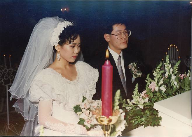 이재명 대통령과 김혜경 여사의 1991년 결혼식 모습