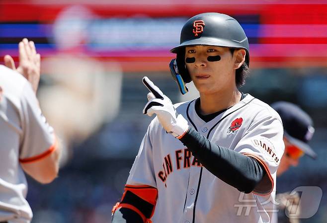 샌프란시스코 자이언츠 이정후는 2025 메이저리그 올스타 투표에서 내셔널리그 외야수 후보로 등록됐다. ⓒ AFP=뉴스1
