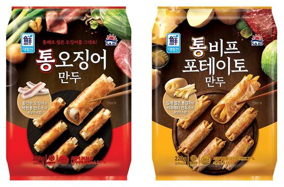 사조대림이 이색 재료 통째로 넣은 '통오징어 만두’, ‘통비프 포테이토 만두’ 출시했다. 사진 사조대림