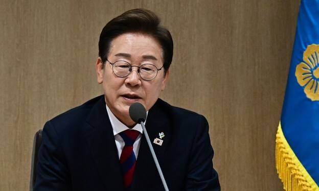 이재명 대통령이 2025년 6월5일 서울 용산 대통령실 청사에서 취임 뒤 열린 첫 국무회의에서 발언하고 있다. 대통령실사진기자단