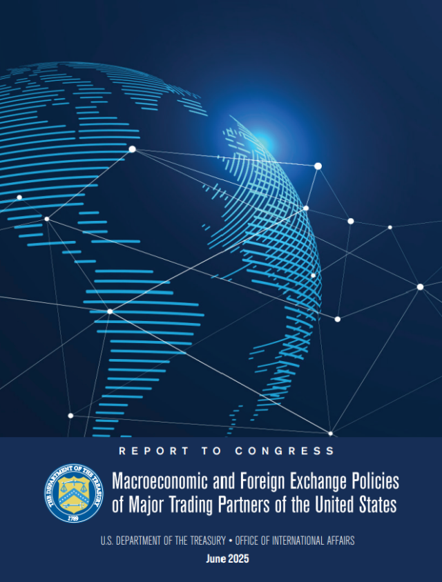 미국 재무부는 5일(현지시간) 의회에 제출한 ‘주요 교역상대국의 거시경제·환율정책 보고서’. 출처=미국재무부