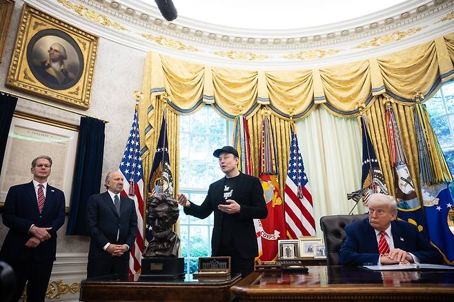 일론 머스크 테슬라 CEO와 도널드 트럼프 미국 대통령. /UPI=연합뉴스