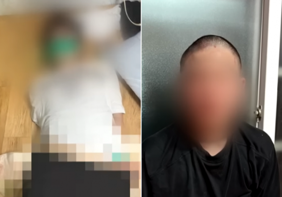충남 청양에서 중학교 동창을 4년간 반복적으로 폭행하고 괴롭힌 남학생 4명이 경찰에 입건됐다. 사진은 피해자가 청테이로 묶인 채 옷이 벗겨지거나 삭발당한 모습. JTBC ‘사건반장’ 보도화면 캡처