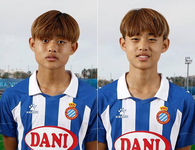 에스파뇰 인판틸A에서 뛰다 FC바르셀로나 유스로 이적이 확정된 이대한(왼쪽)-이민국 형제. /사진=에스파뇰 공식 홈페이지 캡처