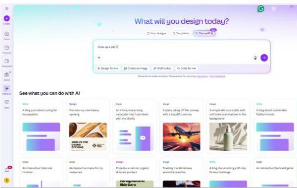 캔바 홈페이지 캡처.