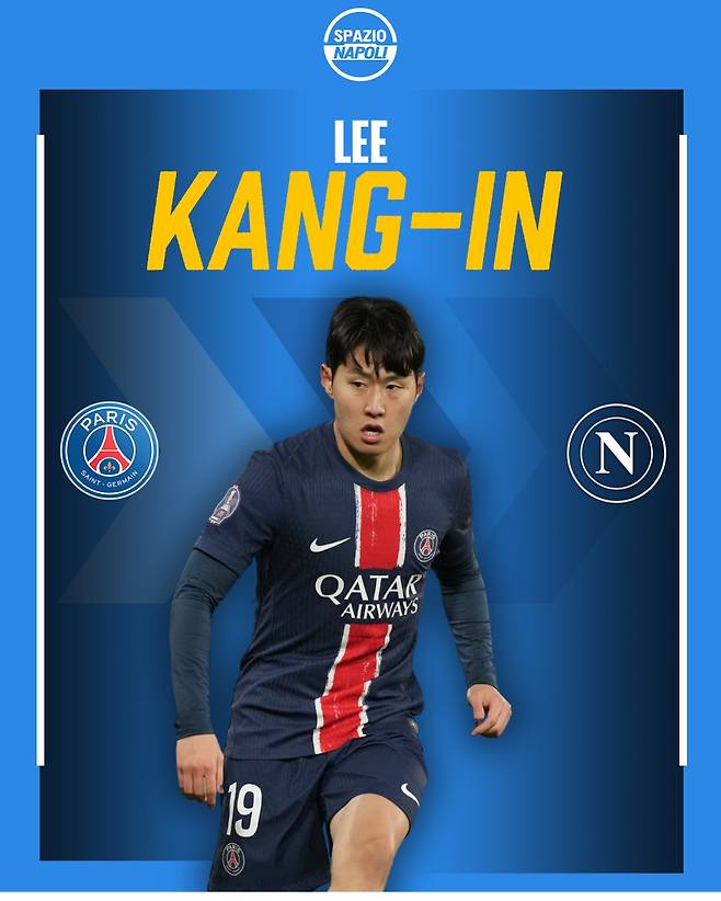 나폴리 지역지 '스파지오 나폴리'가 10일(한국시간) 나폴리와 PSG가 이강인 이적에 원칙적으로 개인 합의를 마쳤다고 보도했다. 스파지오 나폴리