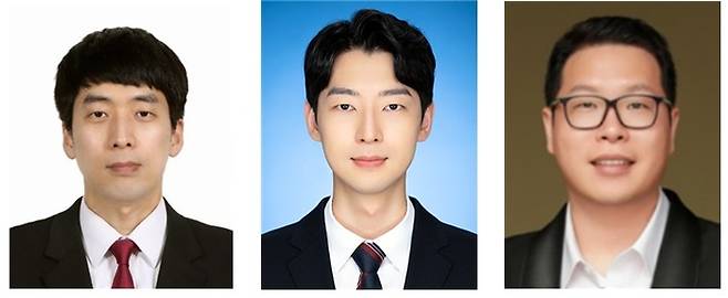 (왼쪽부터) 장진곤 광운대 컴퓨터정보공학부 교수, 송윤석 아주대 지능형반도체공학과 석사과정생, 박성준 아주대 전자공학과·지능형반도체공학과 교수. (사진=광운대)
