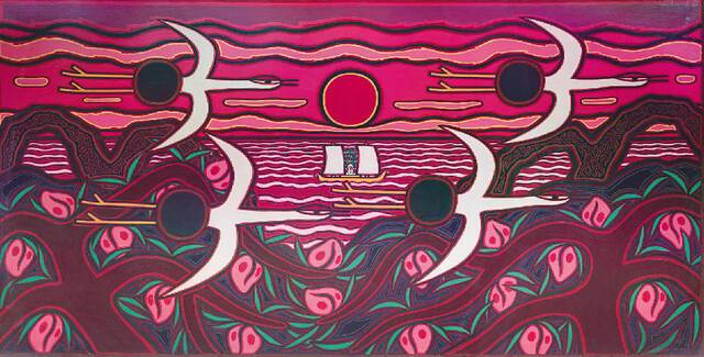 이만익의 ‘일출도’(1991, 캔버스에 유채, 333×172㎝). 국립현대미술관 제공