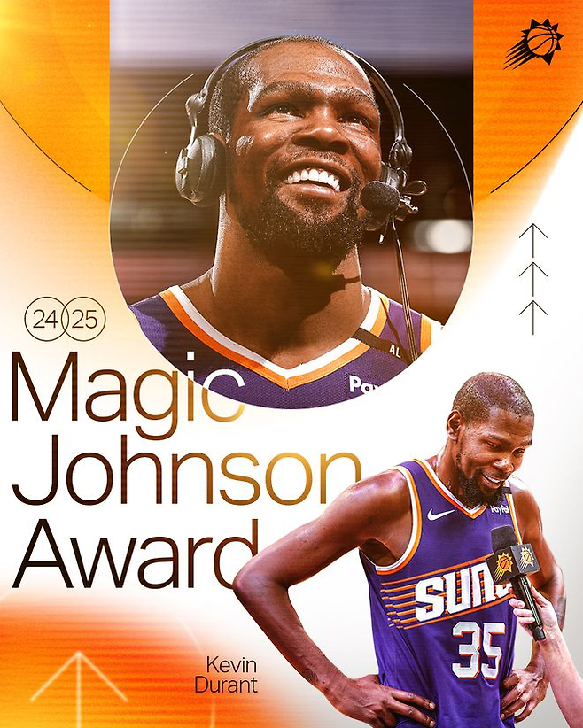 지난달 매직 존슨상을 수상한 케빈 듀란트. 피닉스 SNS