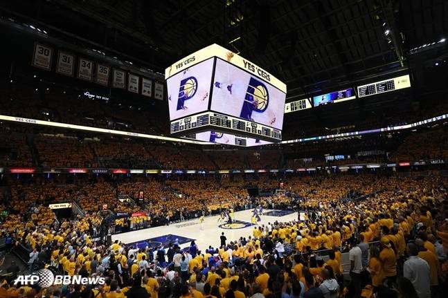 지난 12일(한국시간) NBA 파이널 3차전이 열린 인디애나폴리스의 게인브릿지 필드하우스 내부 전경. /AFPBBNews=뉴스1