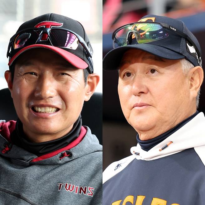 염경엽(왼쪽) LG 감독과 김경문 한화 감독.