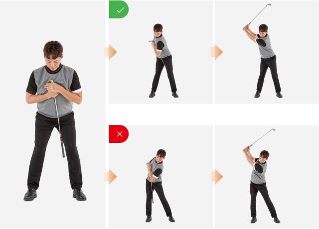 샤프트 손잡이 부분이 왼쪽 허벅지에서 떨어지면 스웨이가 되고 있다는 의미다.