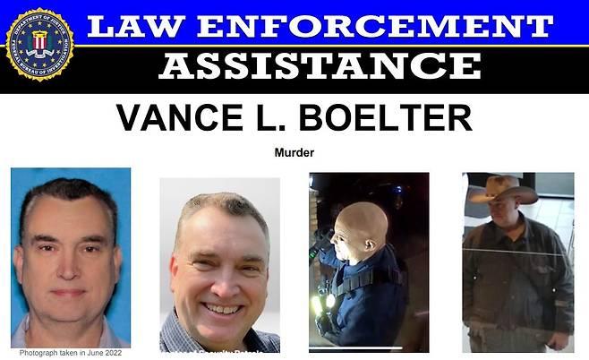 미국 미네소타주에서 경찰관을 사칭해 민주당 하원의원 부부에게 총을 쏘고 달아난 혐의로 수배 중인 밴스 L. 보엘터(57). /미 FBI