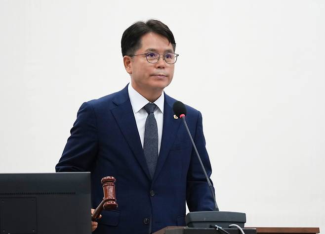 하남시의회 6월 13일 제340회 제1차 정례회 제2차 본회의를 진행하고 있는 금광연 의장. 하남시의회 제공