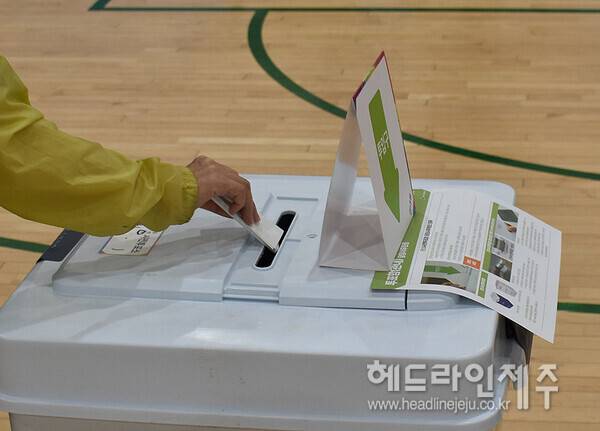 지난 제21대 대통령선거와 관련해, 제주에서는 총 43건이 공직선거법 위반혐의로 적발돼 이 중 21건은 고발 또는 수사의뢰된 것으로 나타났다. 사진은 제주지역의 사전투표 진행 모습.