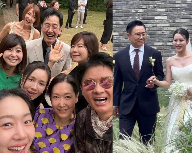 이광기의 딸 결혼식에 유명 하객들이 대거 참석했다. / (왼쪽) 엄지인 SNS, (오른쪽) 이광기 SNS