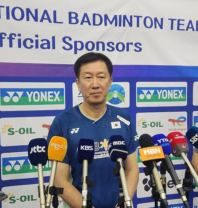 Park Joo-bong, director of badminton national team, meets the reporters at the Badminton National Media Day held at the Jincheon National Athlete's Village in Chungbuk on the 17th.