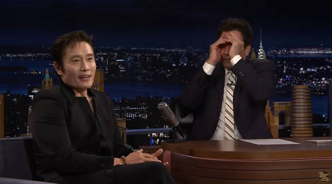 이병헌이 미국 유명 토크 프로그램 '지미 팰런쇼'에 단독 출연해 입담을 뽐냈다. /사진=유튜브 갈무리