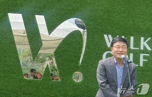 19일 서울 광진구 워커힐로 워커힐 호텔앤리조트 서울(이하 워커힐)에서 진행된 '워커힐 골프클럽' 미디어데이에서 현몽주 대표가 인사말을 하고 있다. 2025.6.19/뉴스1 ⓒ News1 김명신 기자