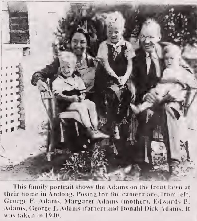 조지 아담스 선교사 가족 사진. 미셔너리즈 제공