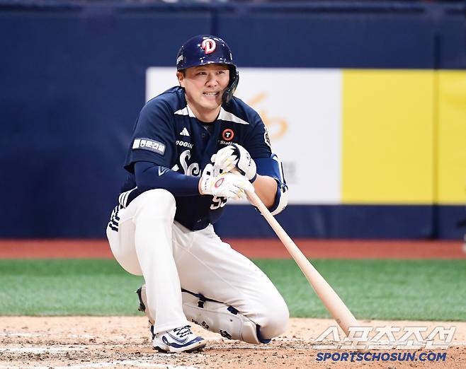 1일 고척돔에서 열린 KBO리그 키움과 두산의 경기. 8회초 파울 홈런에 아쉬원하는 양석환. 고척=송정헌 기자songs@sportschosun.com/2025.06.01/