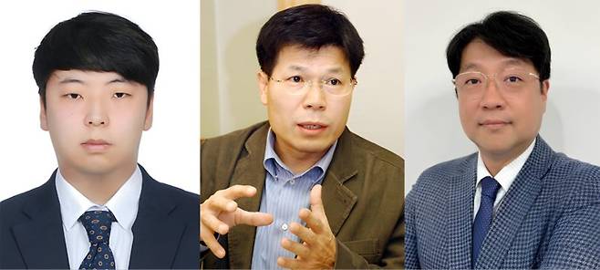(왼쪽부터) 김병국 박사수료생, 임권택 명예교수, 박상혁 교수.
