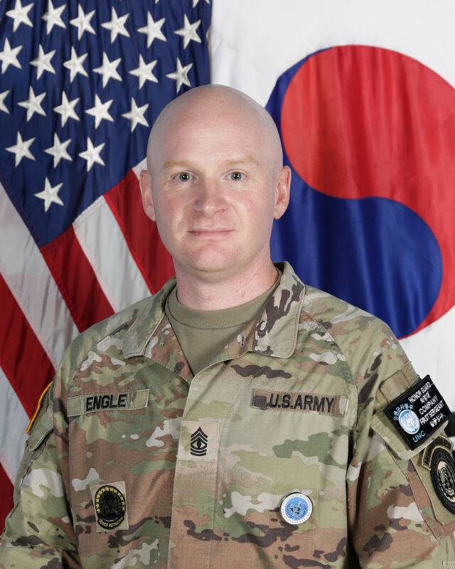 유엔사 의장대 소속 저스틴 엥글 미 육군 일등상사./키움 히어로즈